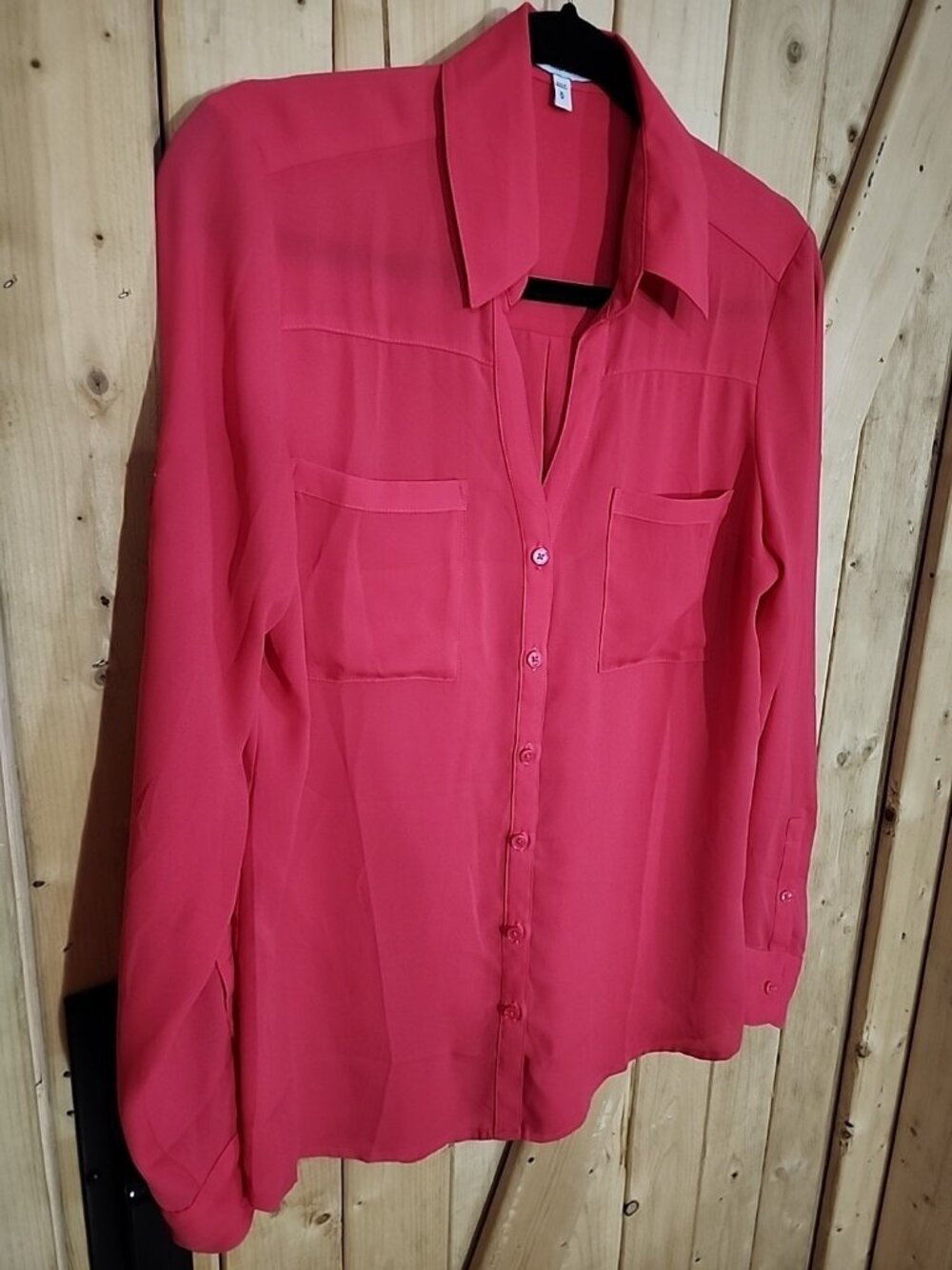 Express The Portofino Shirt Pink Roll-Tab Sleeve Button-Up Shirt Size M Workwear
